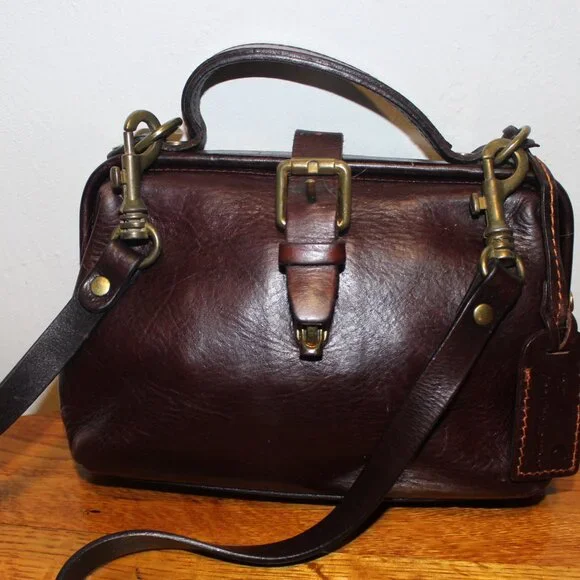 OLD TREND Vintage Leather Framed Satchel Handbag Crossbody Bag - Picture 1 of 11
